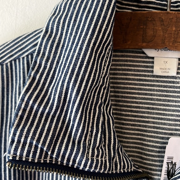 CJ Banks NWT Blue and White Striped 100% Cotton Jacket. Size 1X - Picture 9 of 13